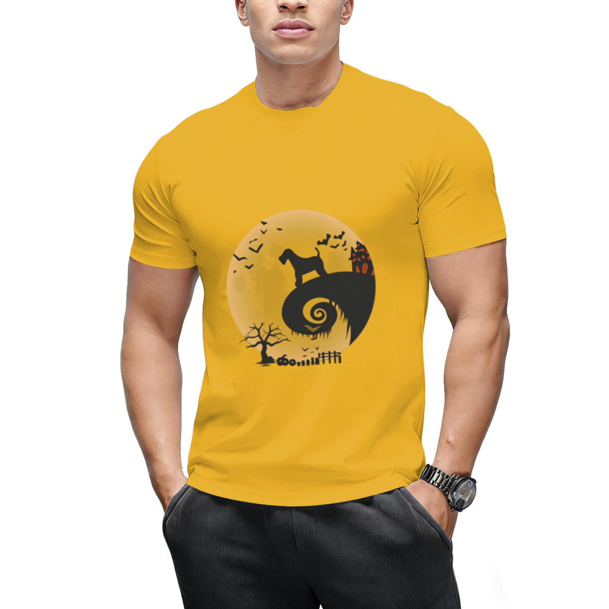 Airedale Terrier Dog Shirt And Moon Funny Halloween Costume T-Shirt