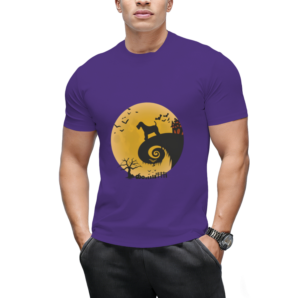 Airedale Terrier Dog Shirt And Moon Funny Halloween Costume T-Shirt