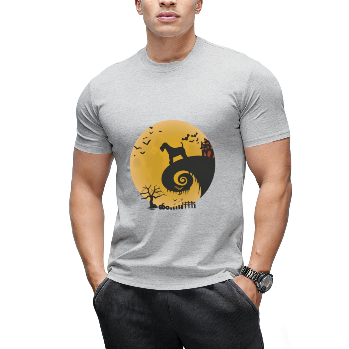 Airedale Terrier Dog Shirt And Moon Funny Halloween Costume T-Shirt