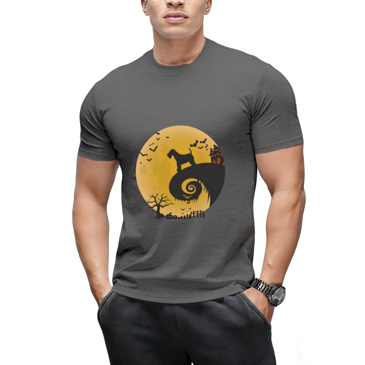 Airedale Terrier Dog Shirt And Moon Funny Halloween Costume T-Shirt