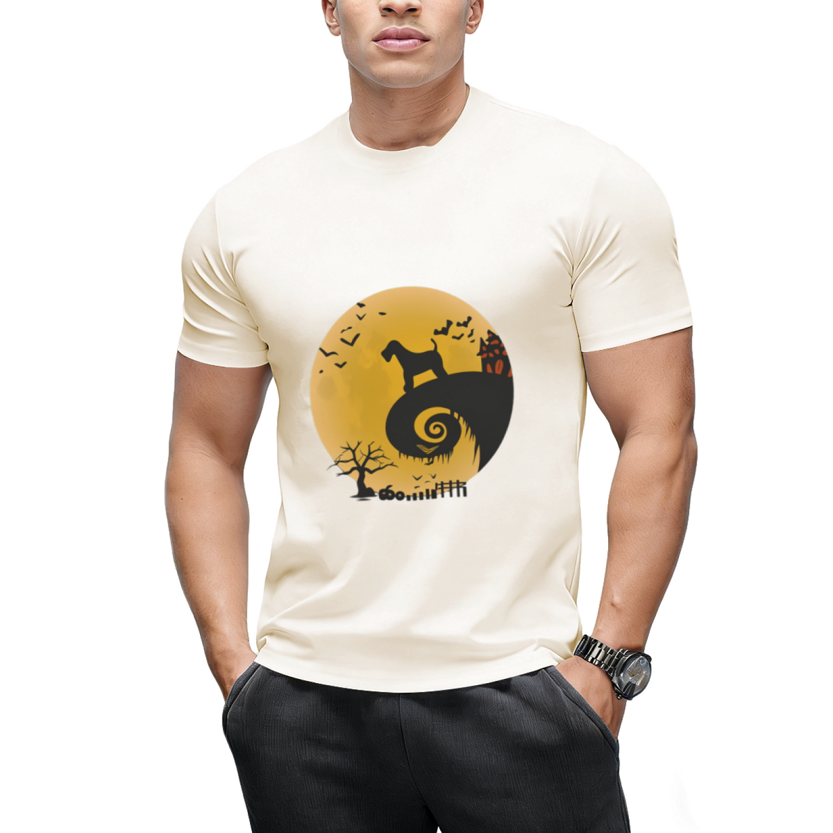 Airedale Terrier Dog Shirt And Moon Funny Halloween Costume T-Shirt