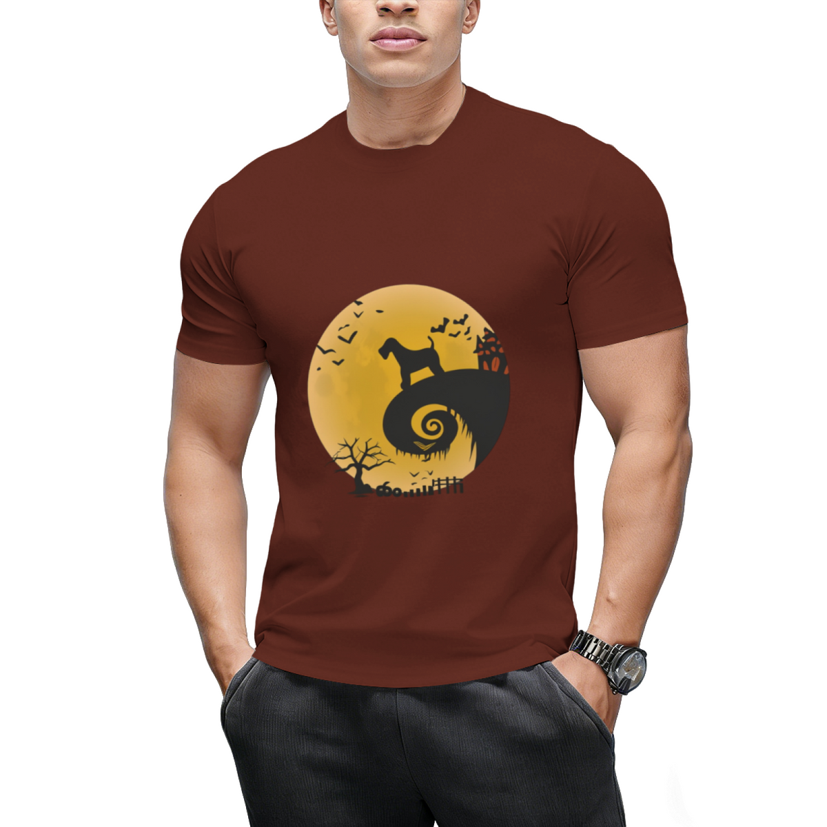 Airedale Terrier Dog Shirt And Moon Funny Halloween Costume T-Shirt