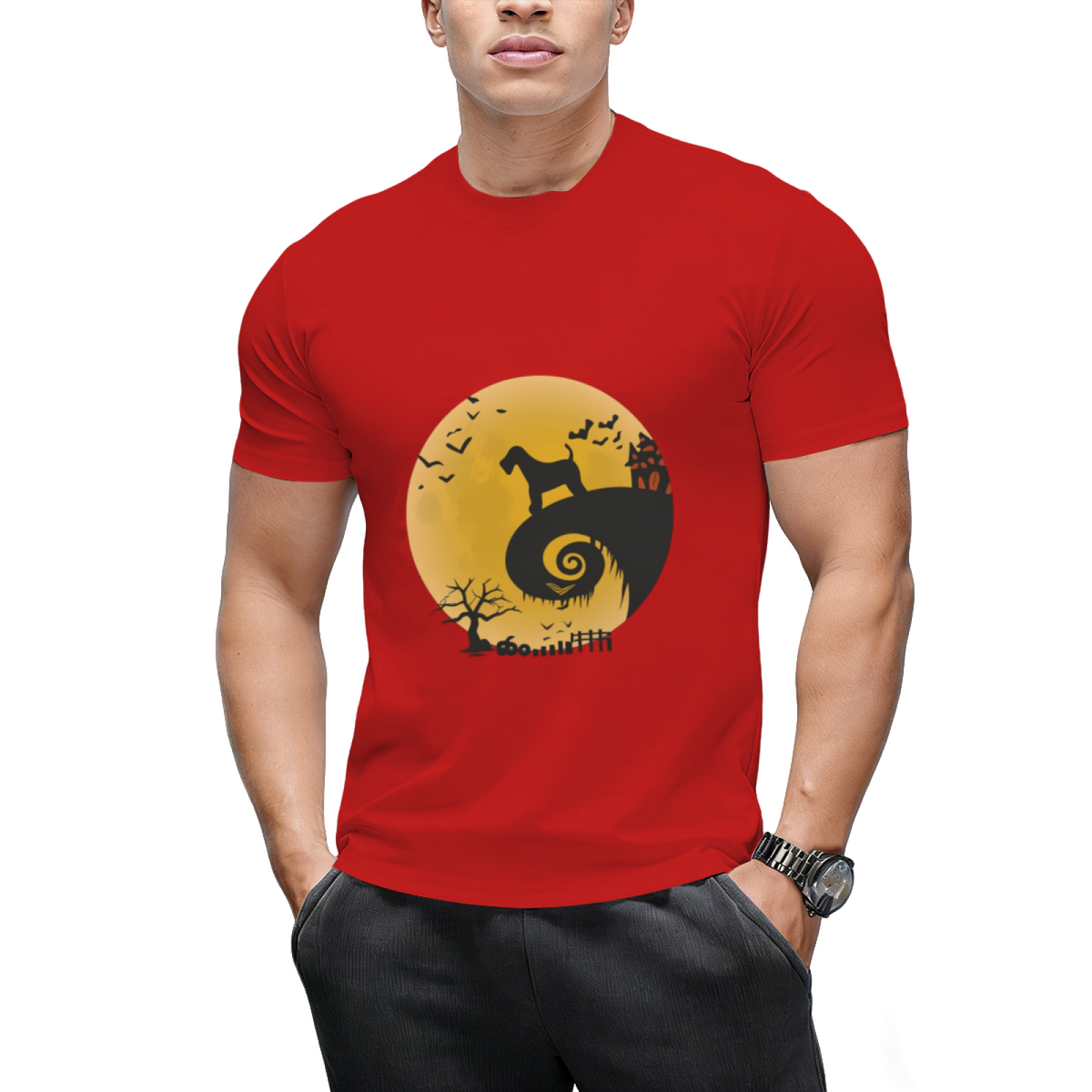 Airedale Terrier Dog Shirt And Moon Funny Halloween Costume T-Shirt