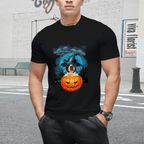 Boston Terrier Witch Hat Pumpkin And Blue Moon Halloween T-Shirt