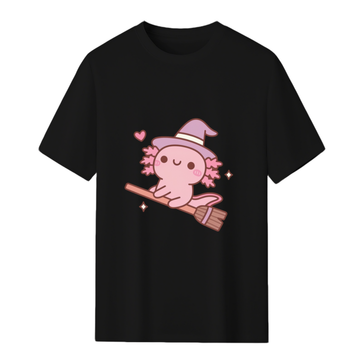 Cute Axolotl Witch Flying On A Broom T-Shirt