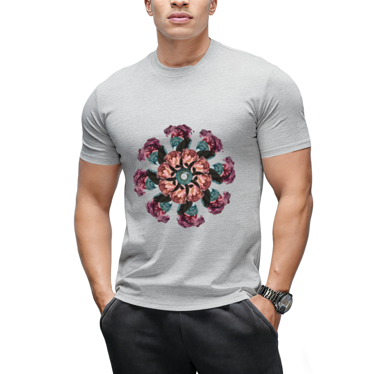gothic flowers mandala T-Shirt