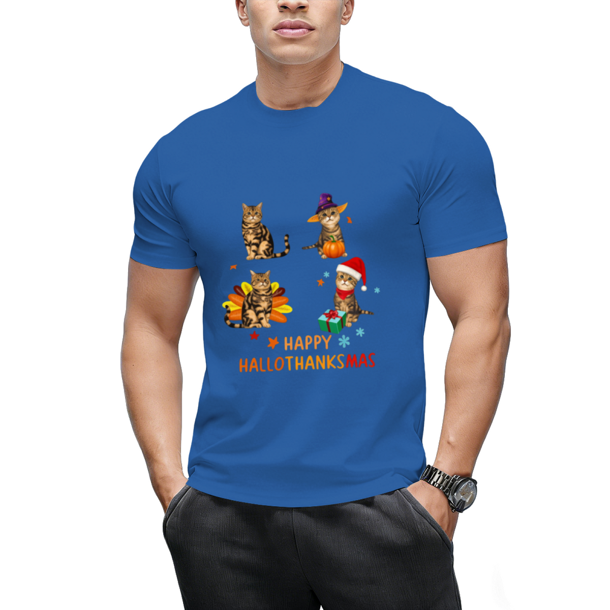 Cat's Happy Hallothanksmas T-Shirt