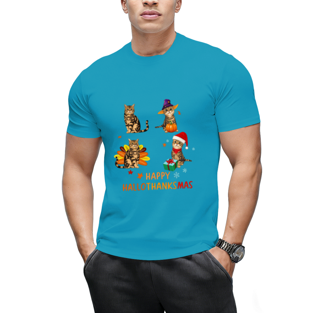 Cat's Happy Hallothanksmas T-Shirt