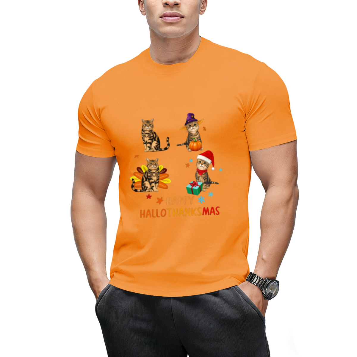 Cat's Happy Hallothanksmas T-Shirt