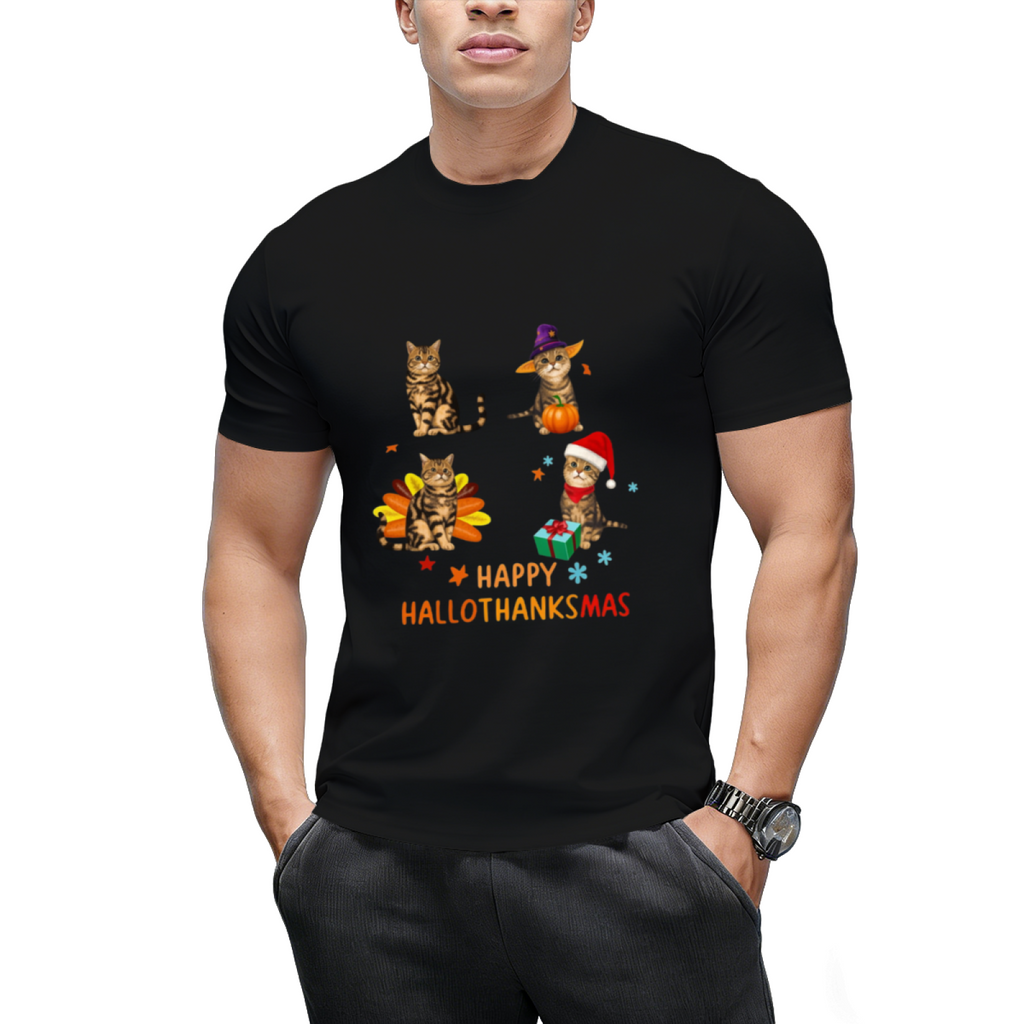 Cat's Happy Hallothanksmas T-Shirt