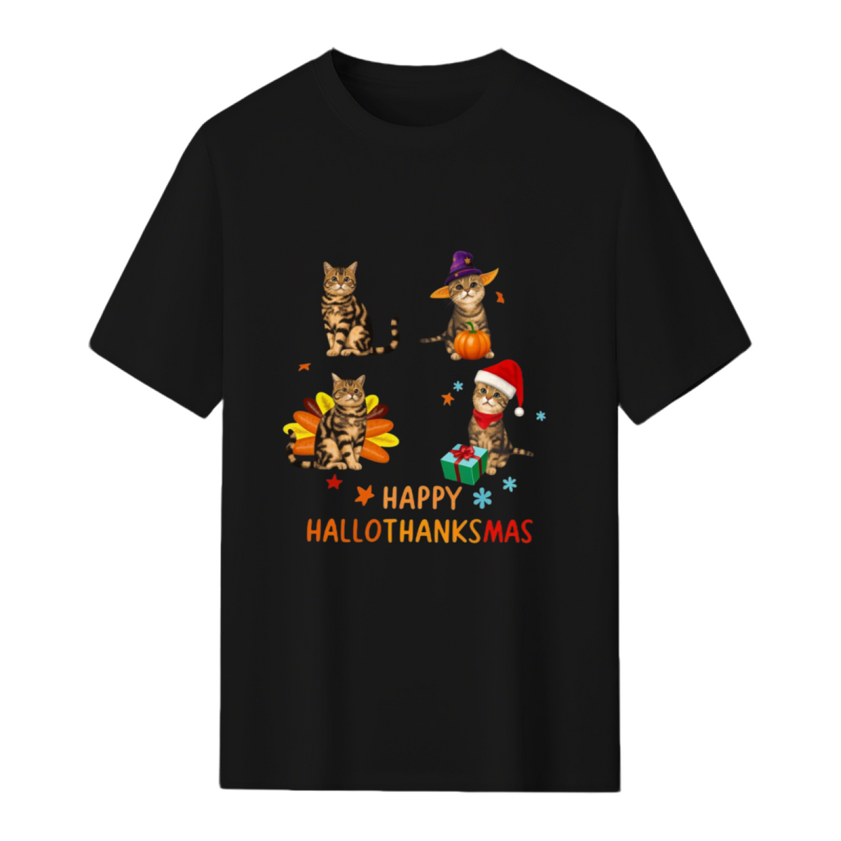 Cat's Happy Hallothanksmas T-Shirt