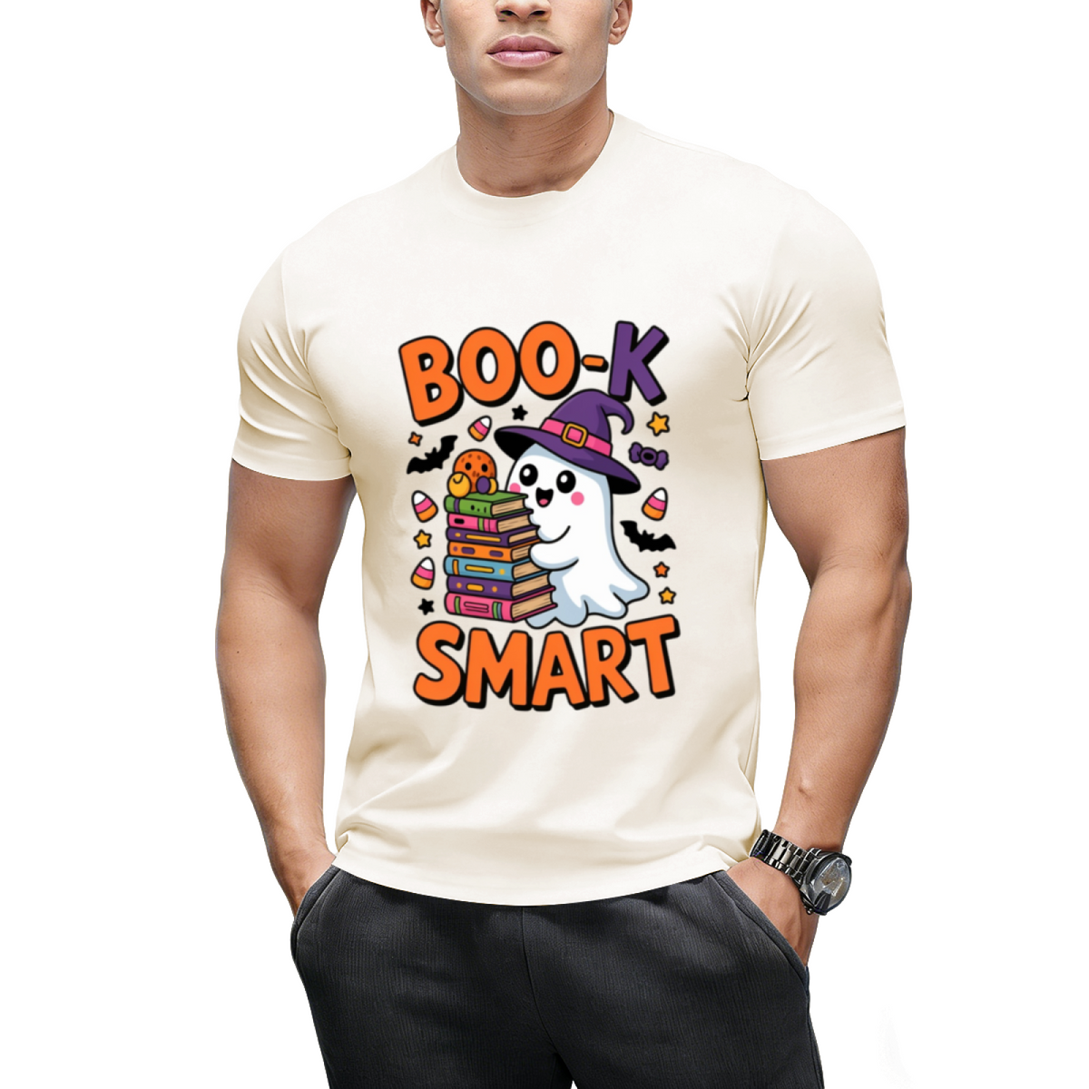 Book Smart Ghost – Cute Kawaii School Halloween T-Shirt