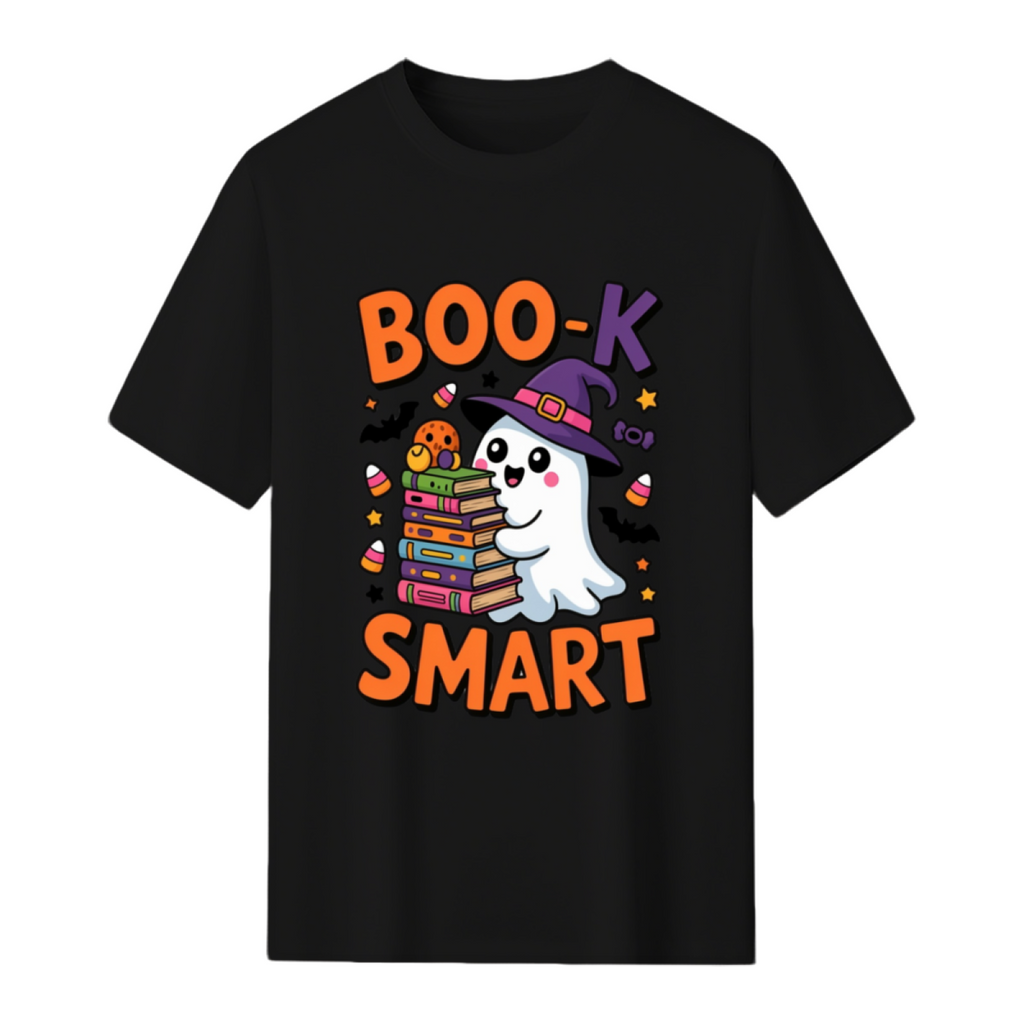 Book Smart Ghost – Cute Kawaii School Halloween T-Shirt