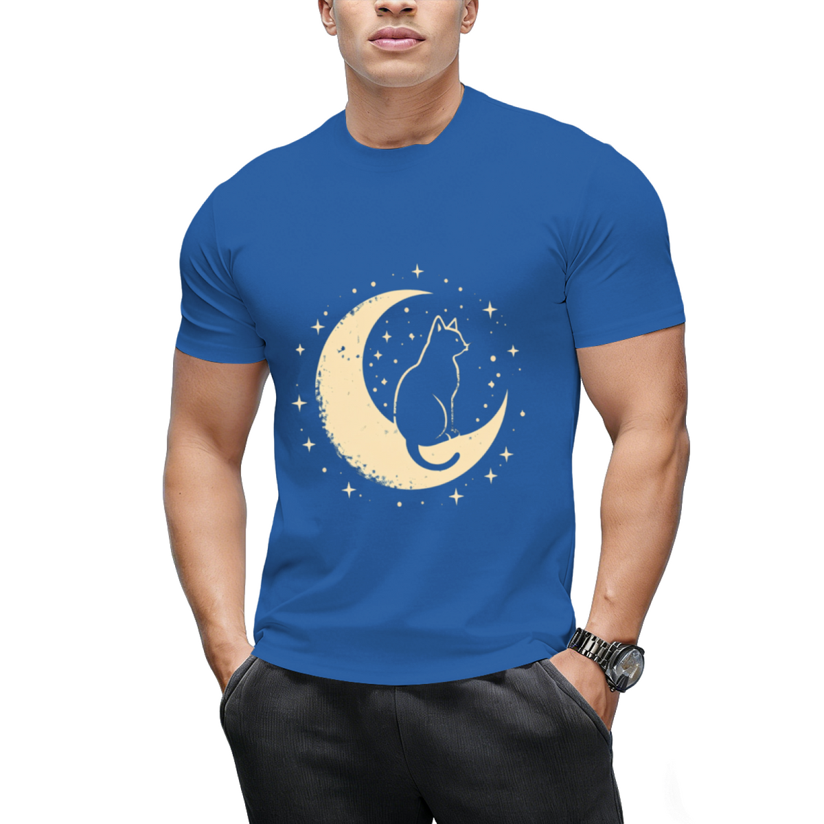 Cat With Moon Vintage T-Shirt