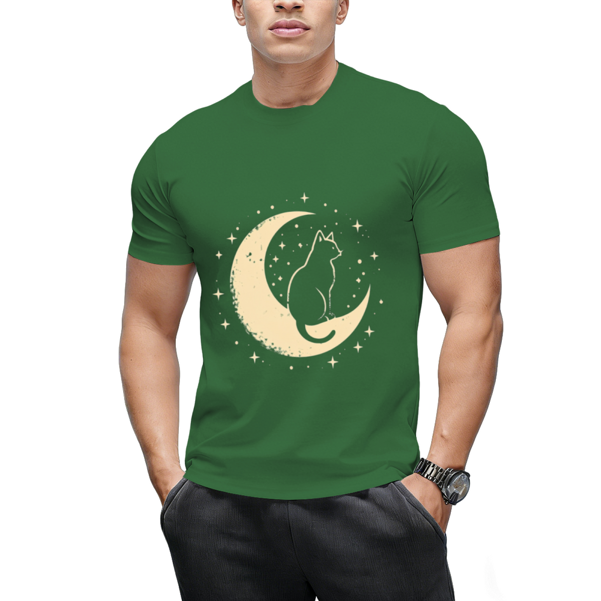 Cat With Moon Vintage T-Shirt