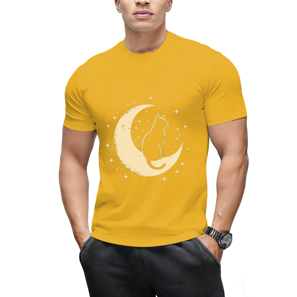Cat With Moon Vintage T-Shirt