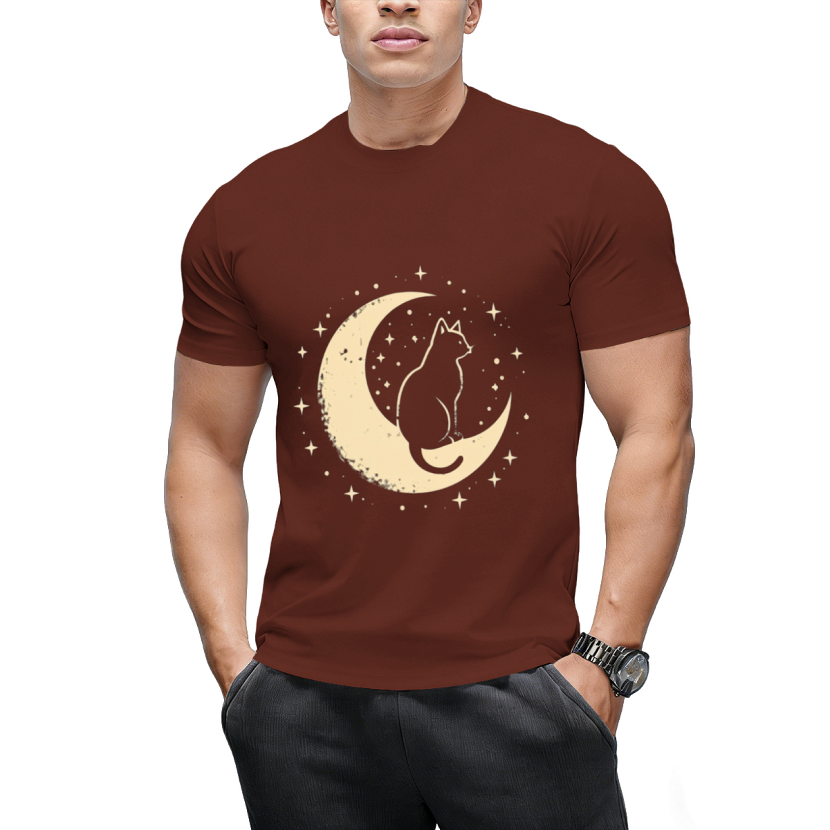 Cat With Moon Vintage T-Shirt