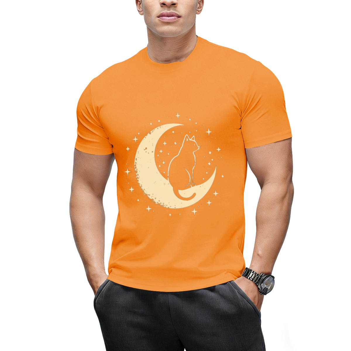 Cat With Moon Vintage T-Shirt
