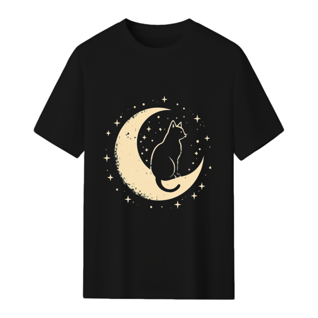 Cat With Moon Vintage T-Shirt