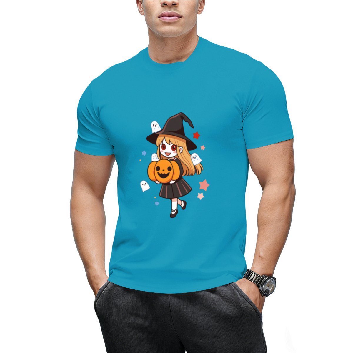 Cute Halloween Anime Witch, Ghost  Pumpkin T-Shirt