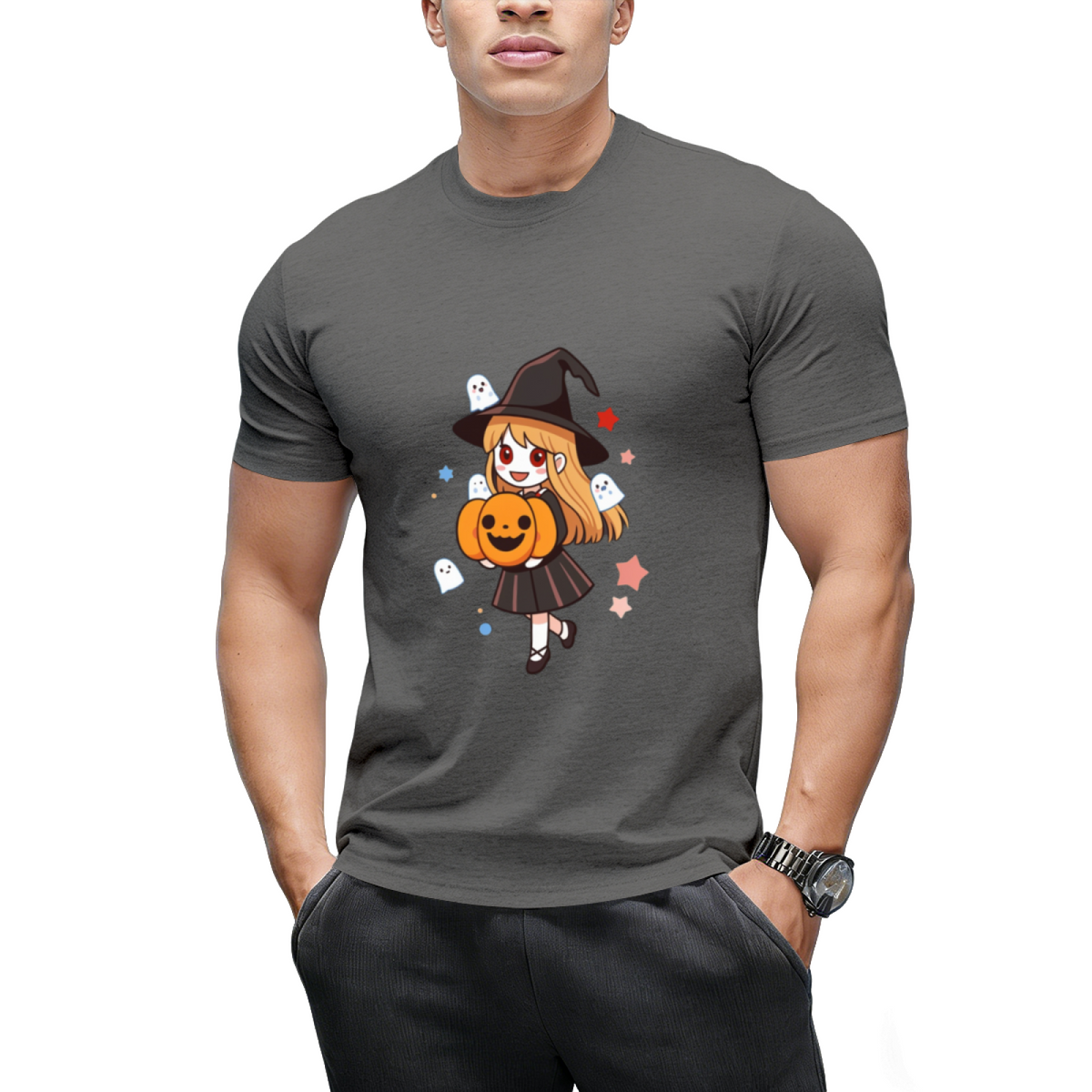 Cute Halloween Anime Witch, Ghost  Pumpkin T-Shirt
