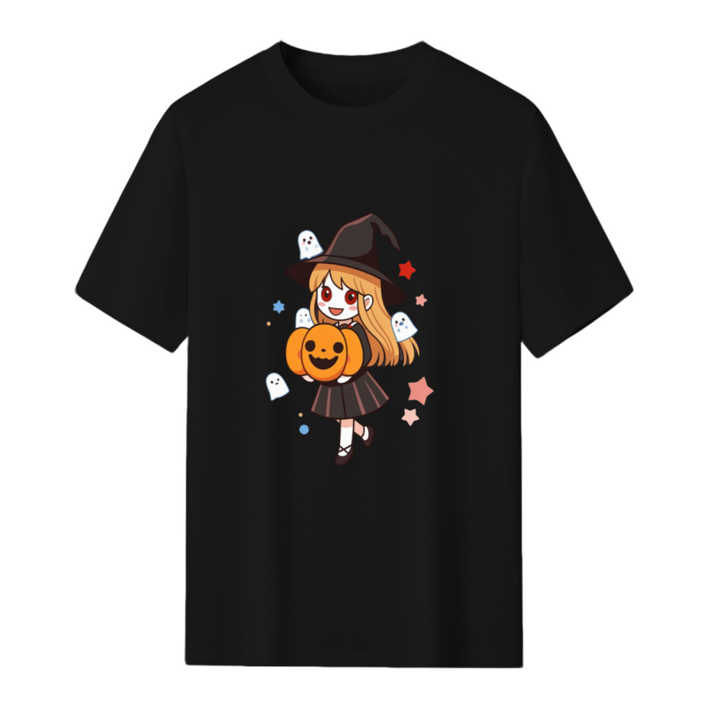 Cute Halloween Anime Witch, Ghost  Pumpkin T-Shirt