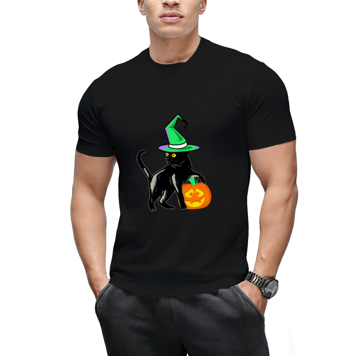 Black  Halloween Cat T-Shirt