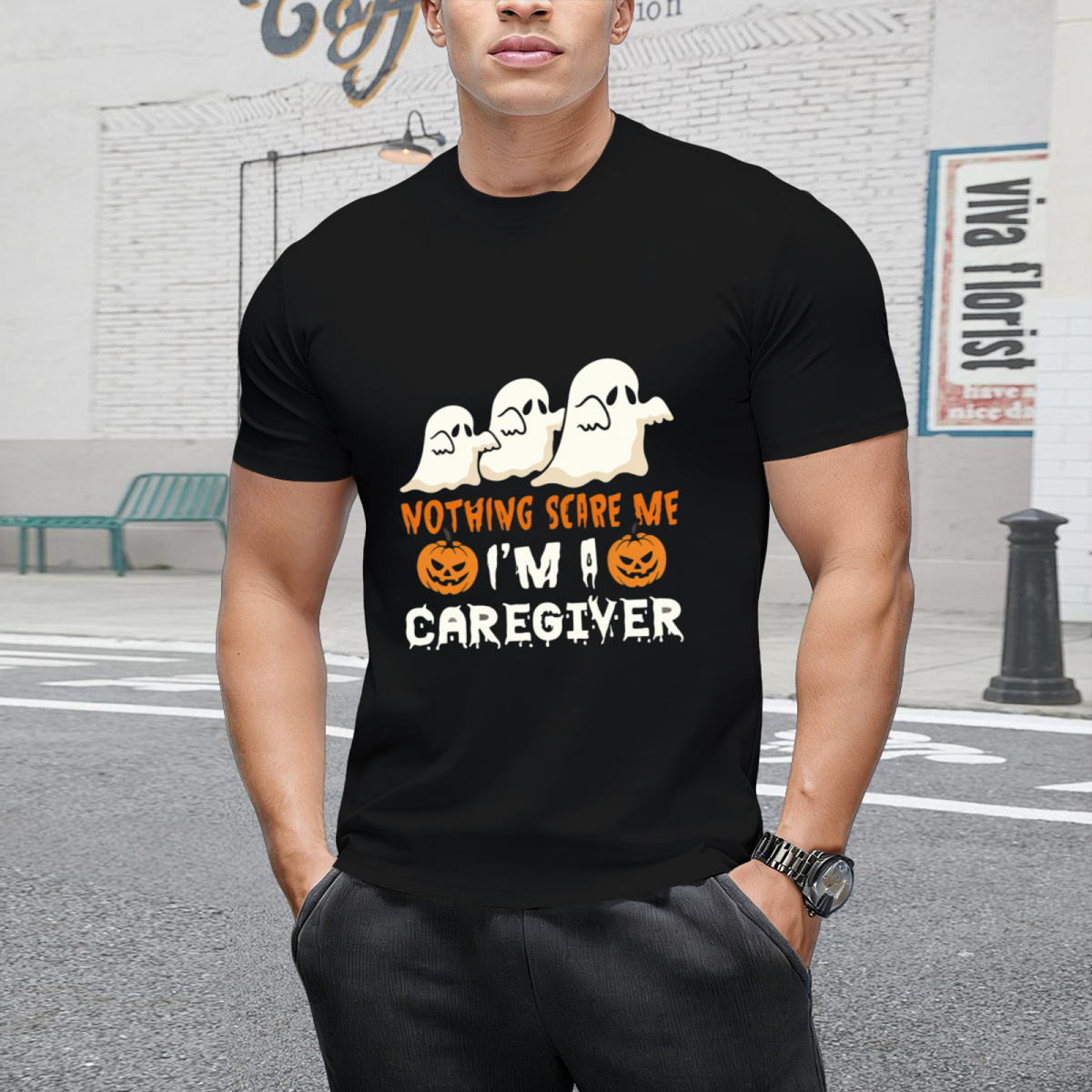 Halloween Nothing Scare Me Ghosts Caregiver T-Shirt