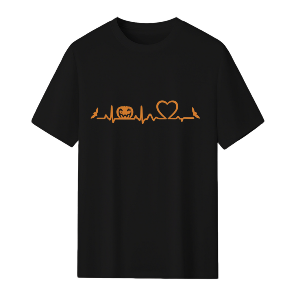 Halloween Orange Pumpkin Heartbeat T-shirt T-Shirt
