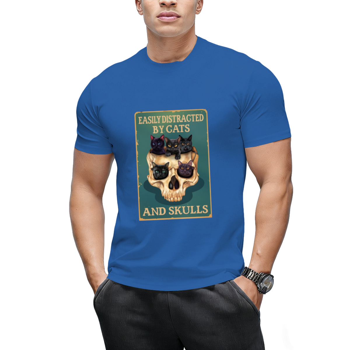 Easily Distracted By Cats And Skulls Skull T-Shirt