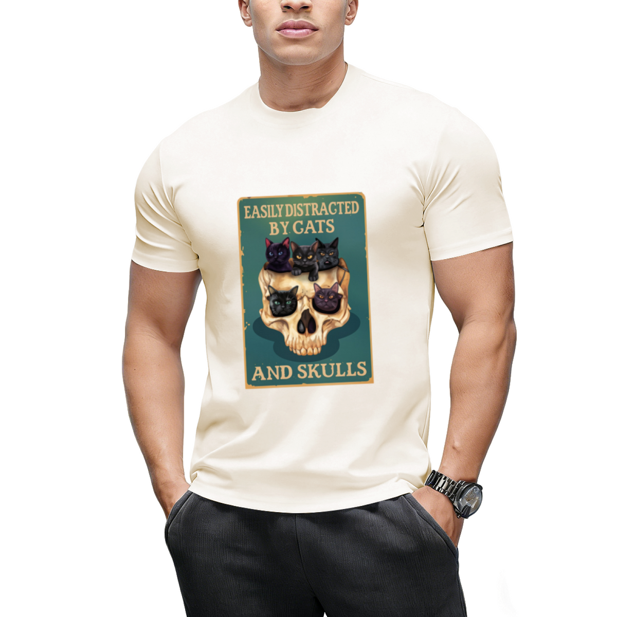 Easily Distracted By Cats And Skulls Skull T-Shirt