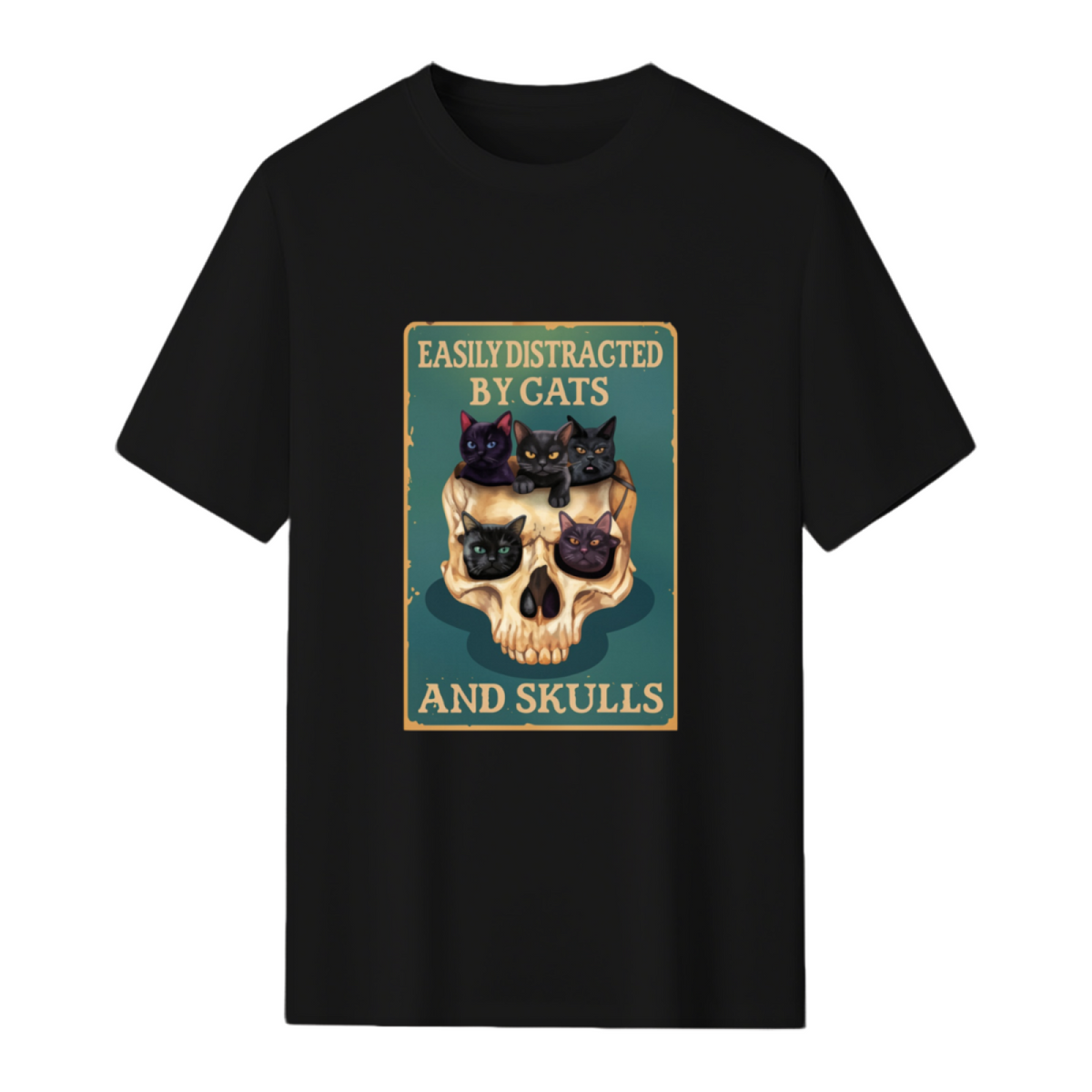 Easily Distracted By Cats And Skulls Skull T-Shirt