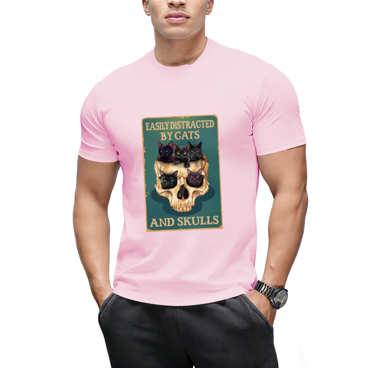 Easily Distracted By Cats And Skulls Skull T-Shirt