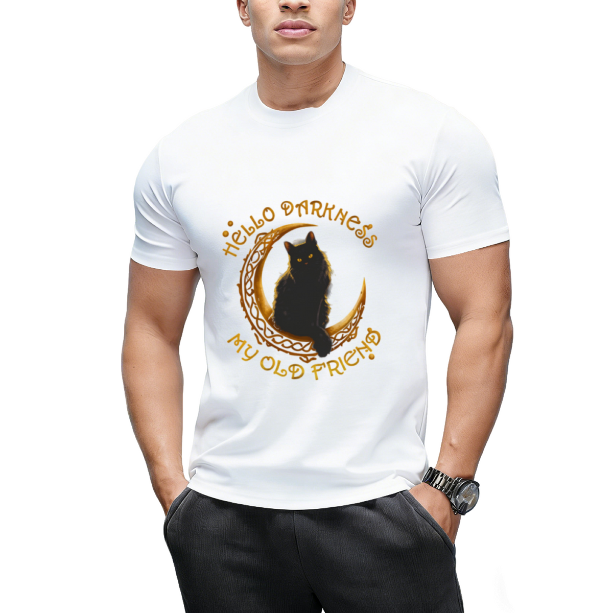 Hello Darkness My Old Friend Funny Animal Lovely Cat T-Shirt