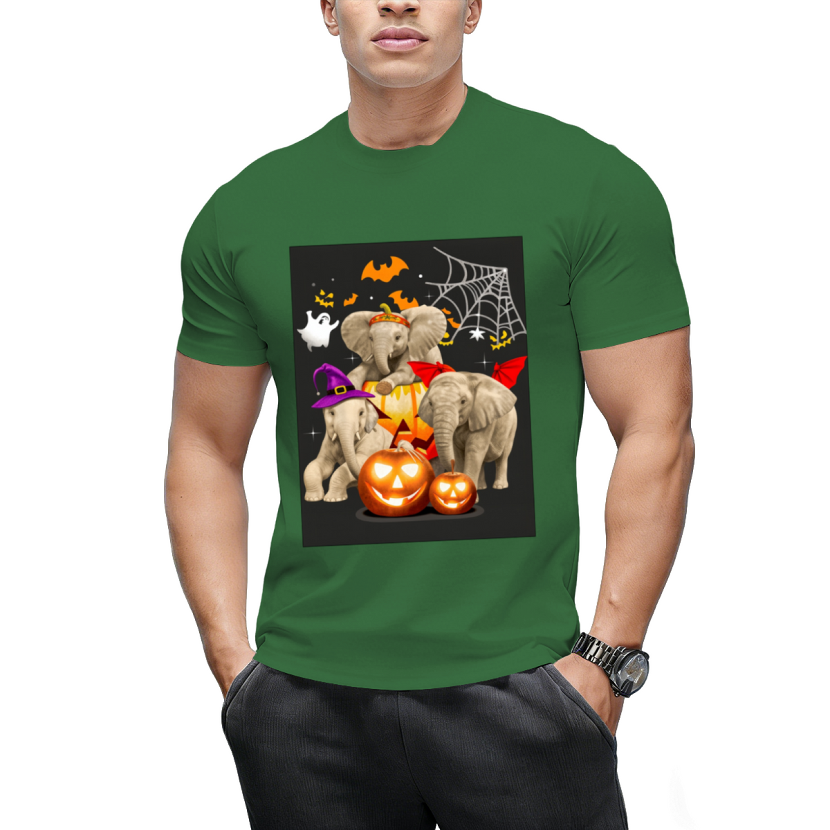 Funny Witch Three Elephants Halloween Elephant Lover Gifts T-Shirt