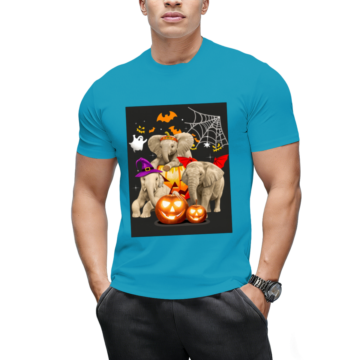 Funny Witch Three Elephants Halloween Elephant Lover Gifts T-Shirt