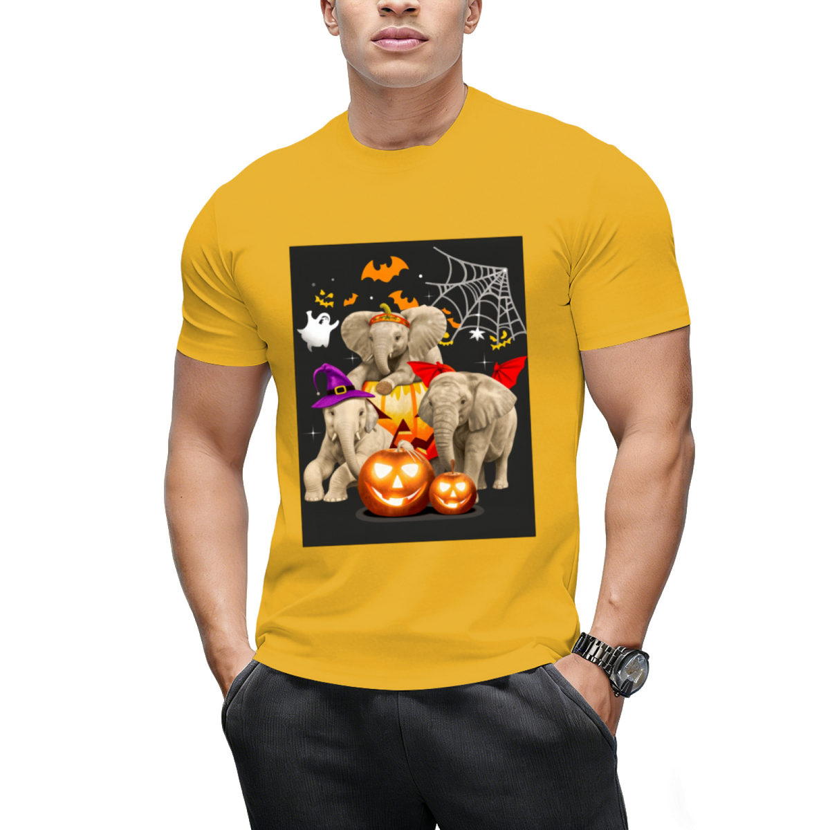 Funny Witch Three Elephants Halloween Elephant Lover Gifts T-Shirt