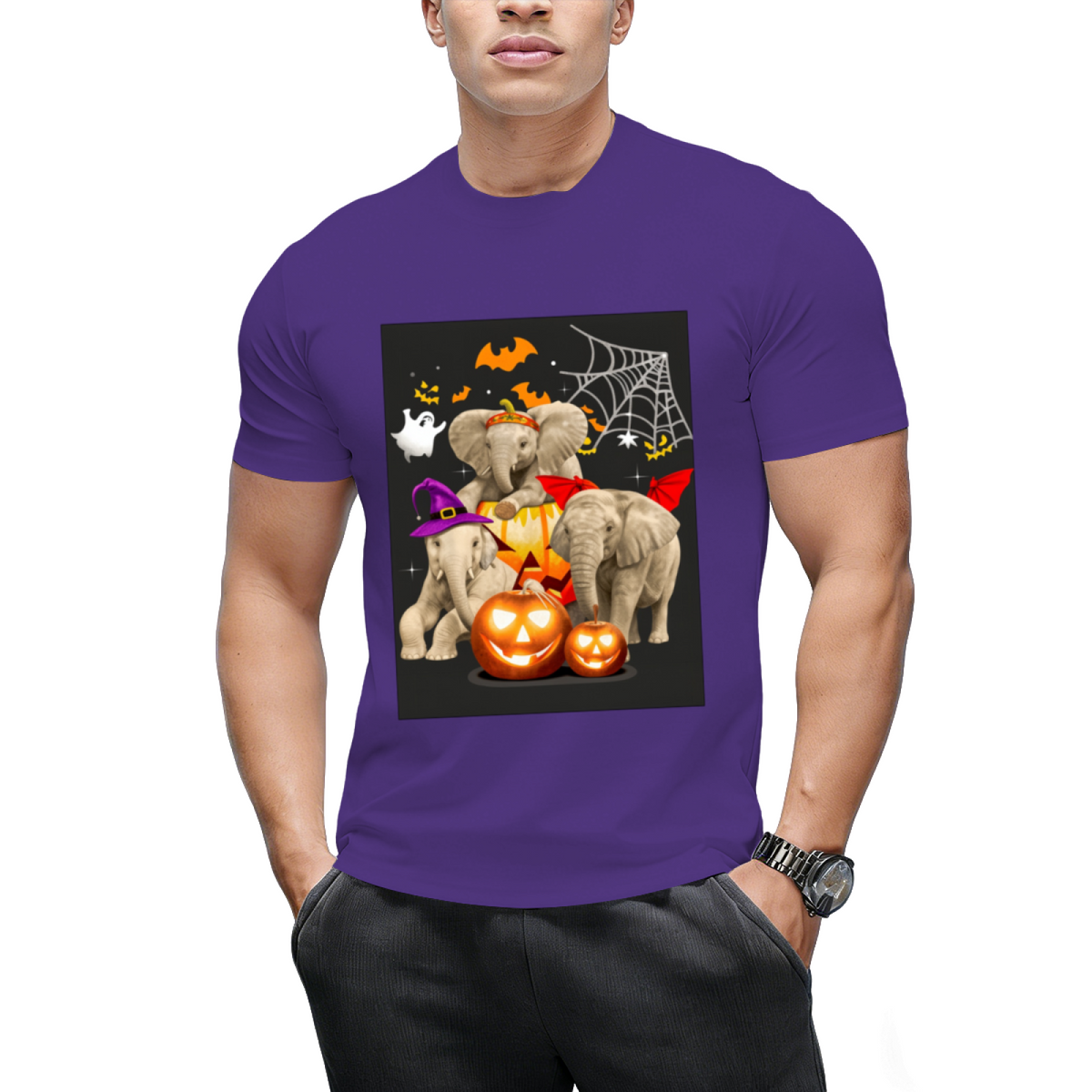 Funny Witch Three Elephants Halloween Elephant Lover Gifts T-Shirt