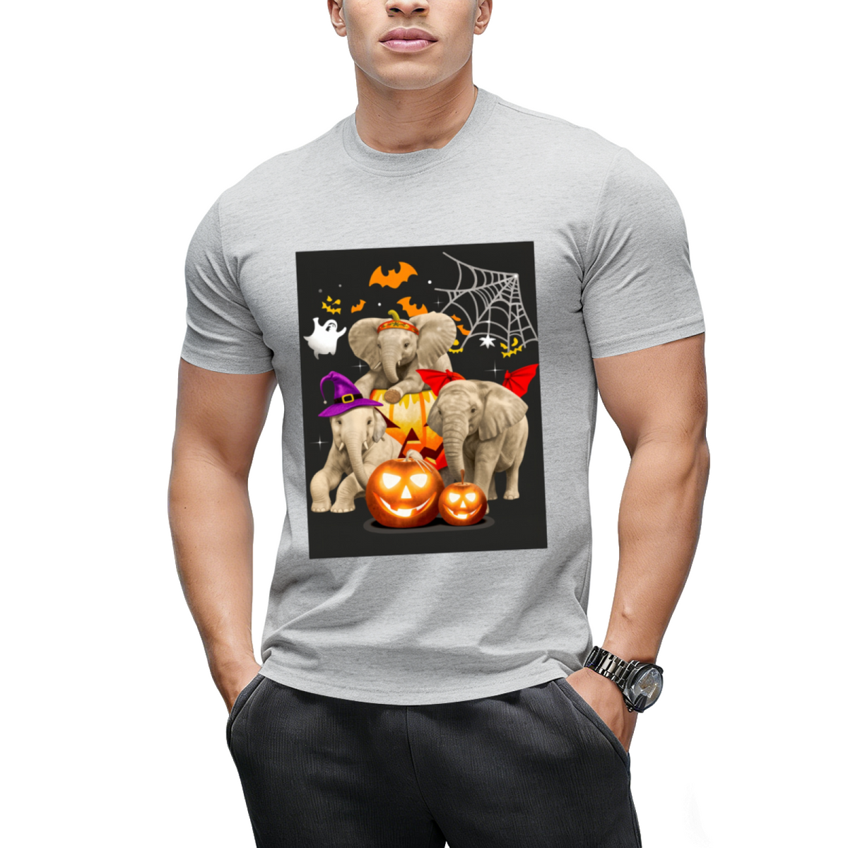 Funny Witch Three Elephants Halloween Elephant Lover Gifts T-Shirt