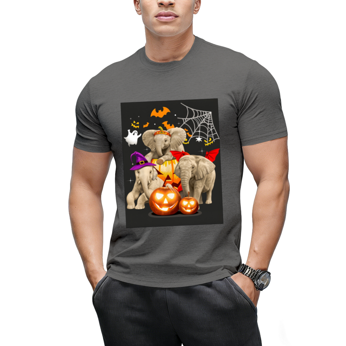 Funny Witch Three Elephants Halloween Elephant Lover Gifts T-Shirt