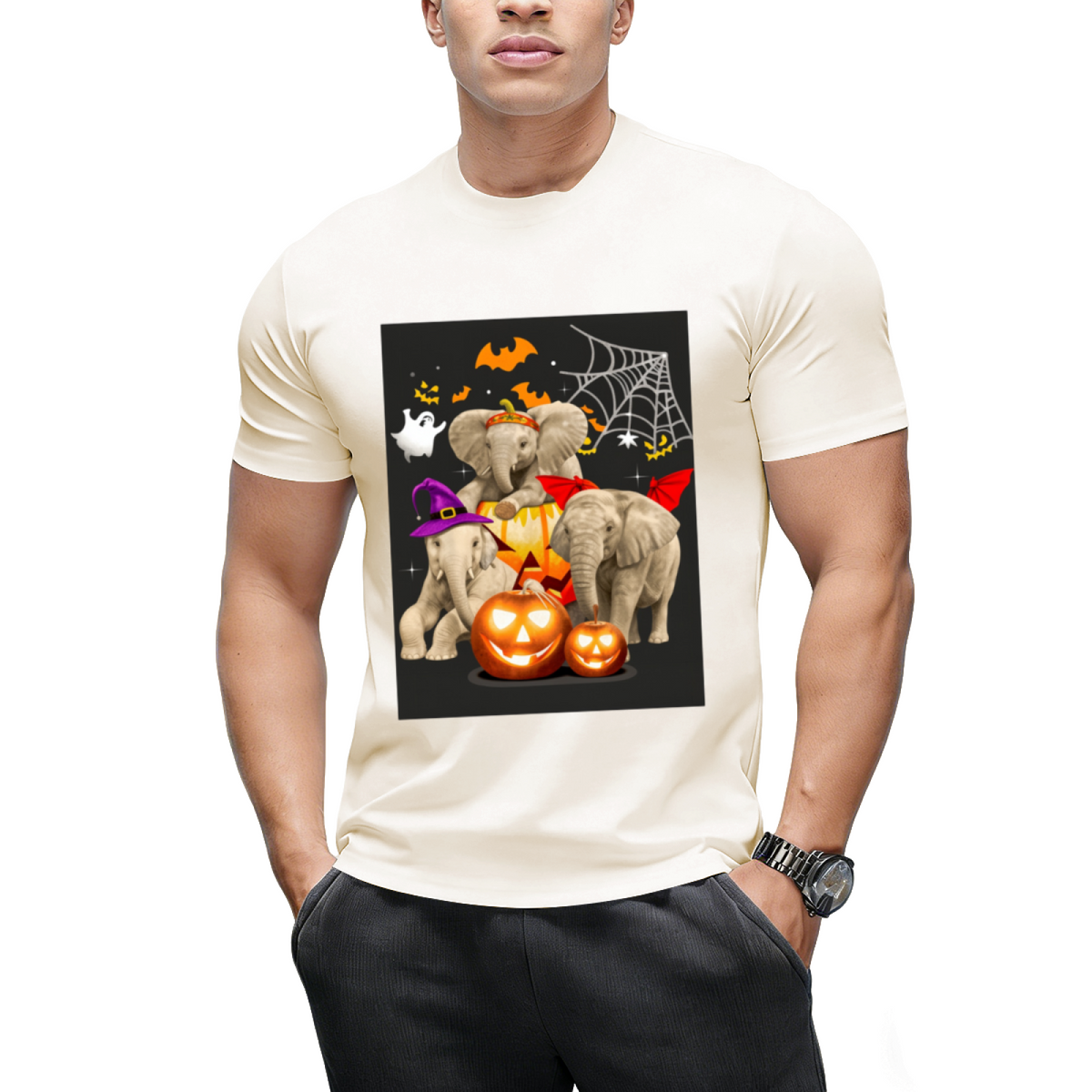 Funny Witch Three Elephants Halloween Elephant Lover Gifts T-Shirt