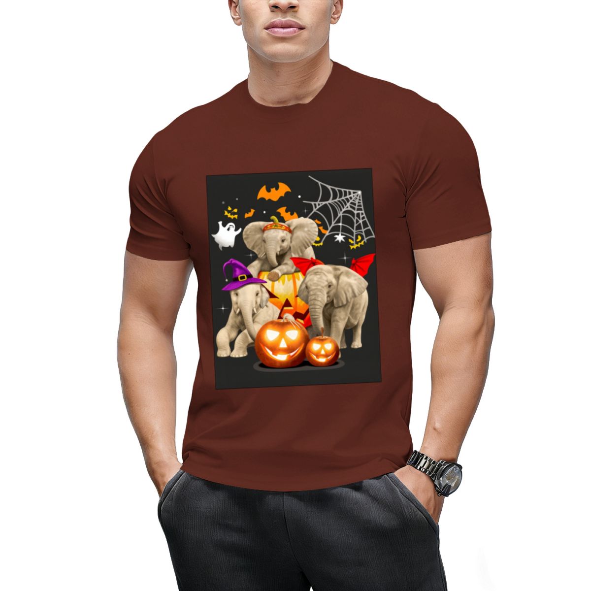 Funny Witch Three Elephants Halloween Elephant Lover Gifts T-Shirt