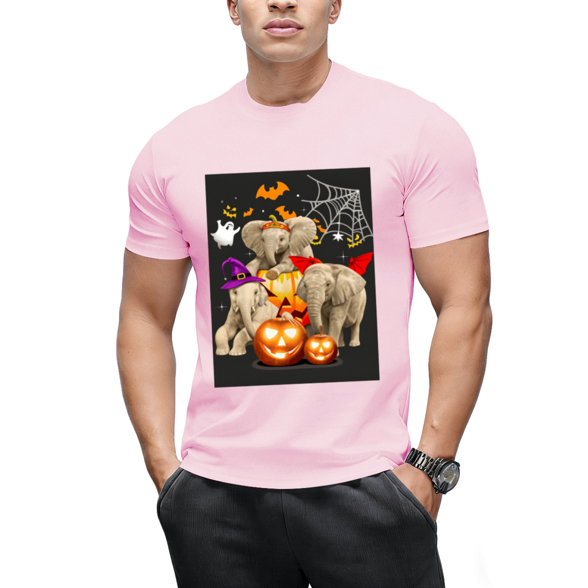 Funny Witch Three Elephants Halloween Elephant Lover Gifts T-Shirt