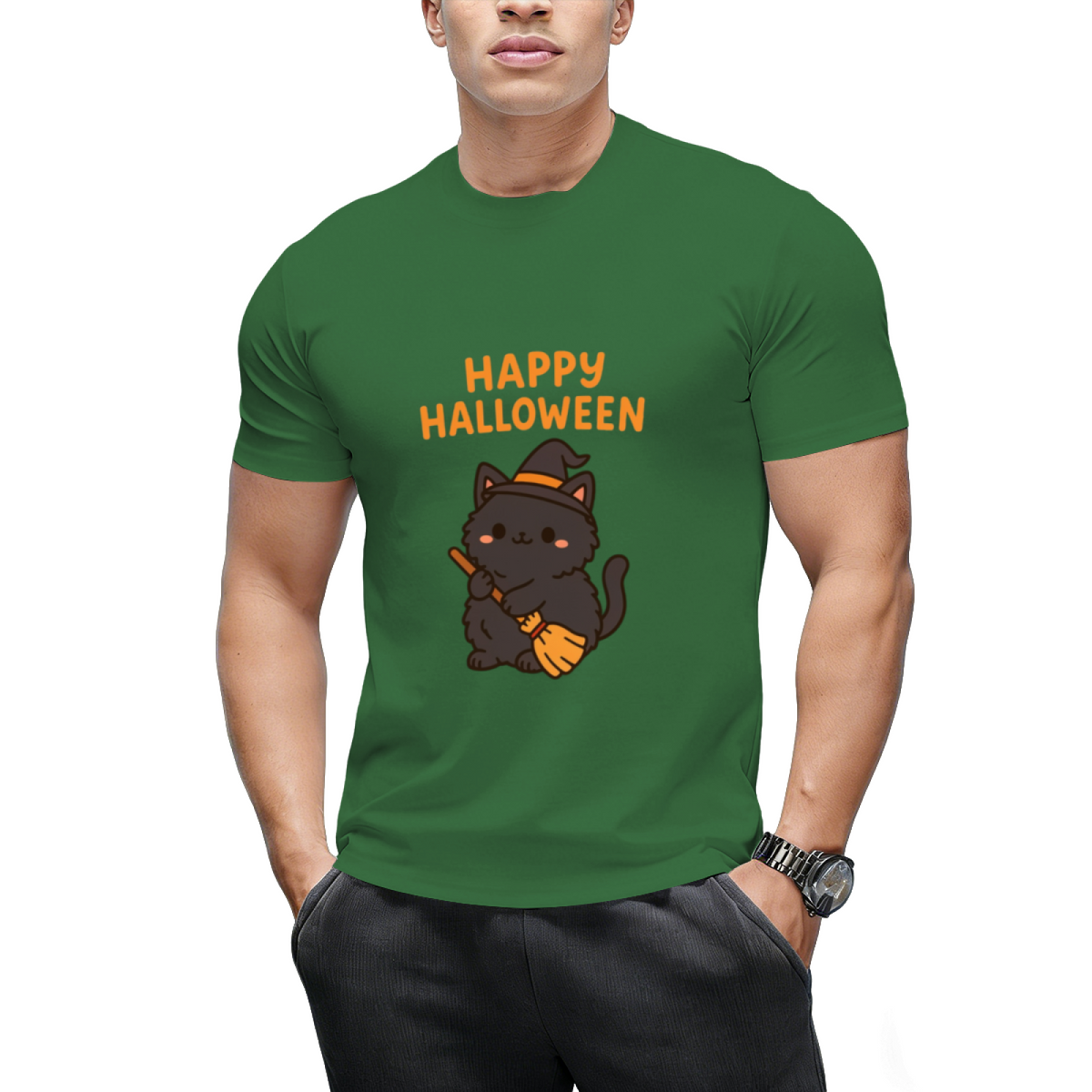 Happy Halloween – Cute Kawaii Black Cat T-Shirt
