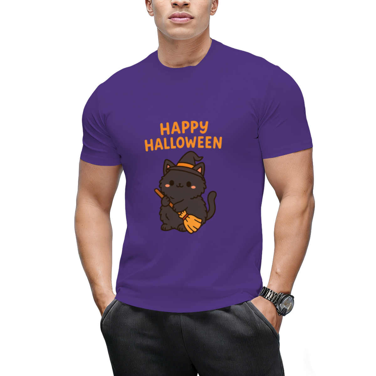 Happy Halloween – Cute Kawaii Black Cat T-Shirt