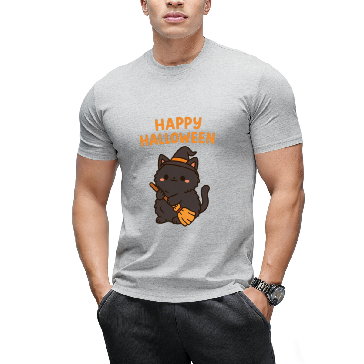 Happy Halloween – Cute Kawaii Black Cat T-Shirt