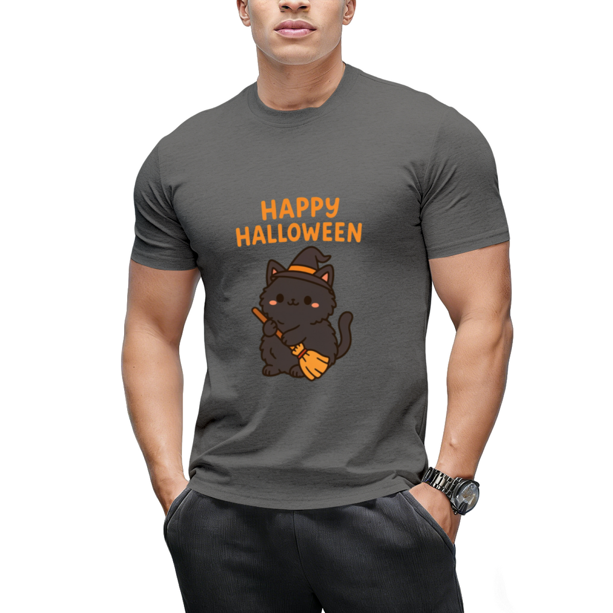 Happy Halloween – Cute Kawaii Black Cat T-Shirt