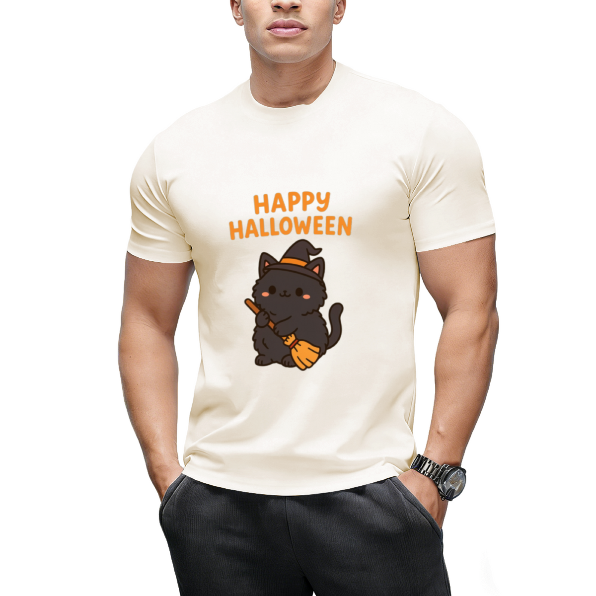 Happy Halloween – Cute Kawaii Black Cat T-Shirt
