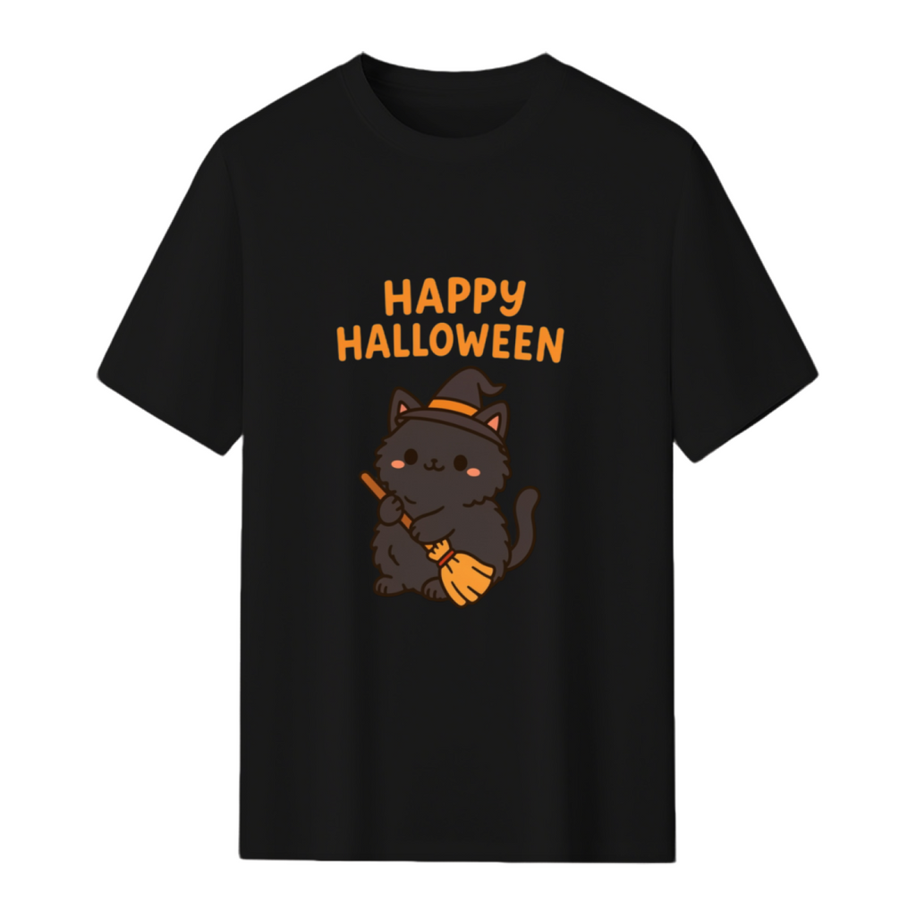 Happy Halloween – Cute Kawaii Black Cat T-Shirt