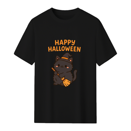 Happy Halloween – Cute Kawaii Black Cat T-Shirt